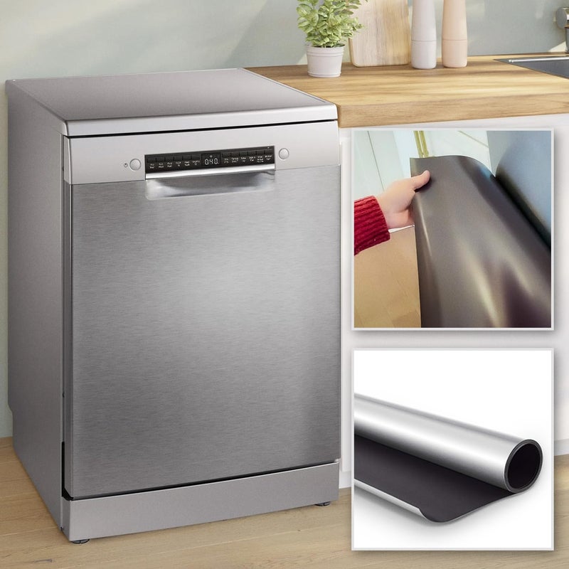 MCNICK & COMPANY Stainless Steel Dishwasher Magnet Cover (23" x 28" Sheet) magnetic dishwasher cover panel Refrigerator Appliance Covers, Black Appliances Decorate Sticker cover for front of dishwasher - Image 1